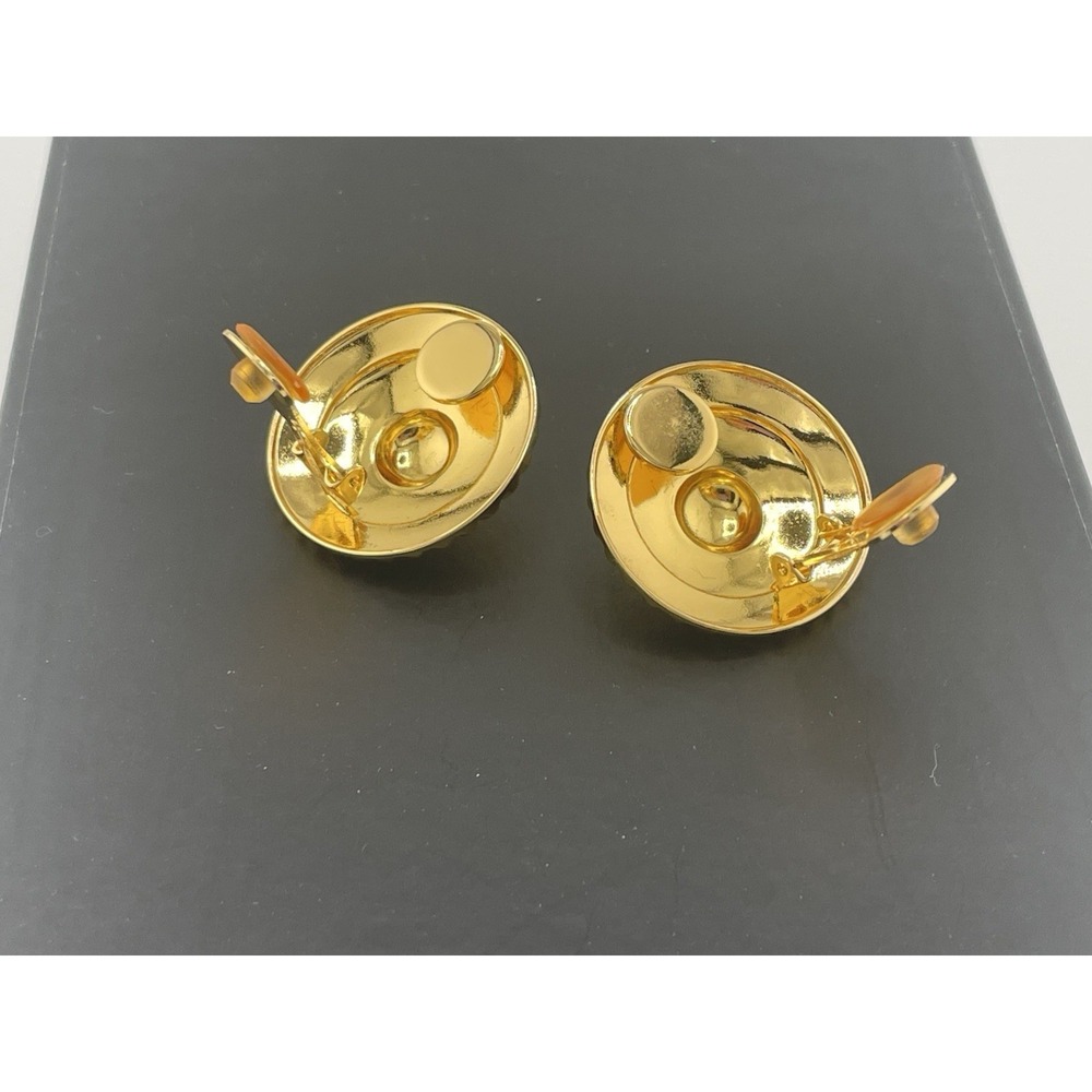 Burberry's Vintage NOS Earrings Statement Button Clip Ons Gold Tone 80s New Gift - Picture 8 of 8